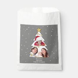 メリーモダンクリスマスの木の写真コラージュ灰色 フェイバーバッグ
