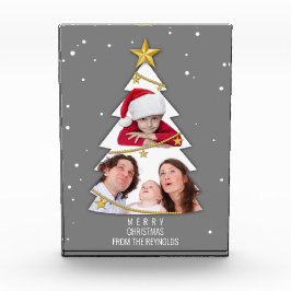 メリーモダンクリスマスの木の写真コラージュ灰色 フォトブロック