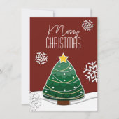 メリーモダンクリスマスの木の雪の結晶の冬の雪 シーズンカード (正面)