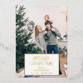メリーモダンクリスマスの白い写真 箔シーズンカード (正面)