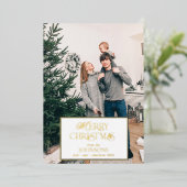 メリーモダンクリスマスの白い写真 箔シーズンカード (立ち正面)