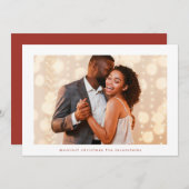 メリーモダンクリスマスの白い赤のフォトフレーム シーズンカード (正面/裏面)
