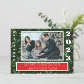 メリーモダンクリスマスの緑のホリー2の写真 シーズンカード (スタンド正面)