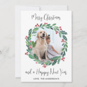 メリーモダンクリスマスの緑のリース写真 シーズンカード (正面)