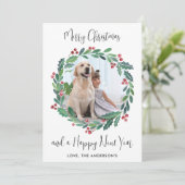メリーモダンクリスマスの緑のリース写真 シーズンカード (スタンド正面)