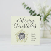 メリーモダンクリスマスの緑のリース写真 シーズンカード (スタンド正面)