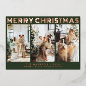 メリーモダンクリスマスの緑の写真 箔シーズンカード (正面)