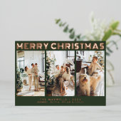 メリーモダンクリスマスの緑の写真 箔シーズンカード (立ち正面)