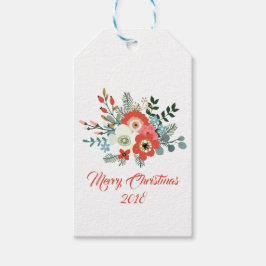 メリーモダンクリスマスの花の葉の休日 ギフトタグ