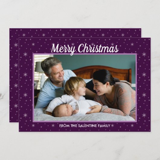 メリーモダンクリスマスの雪の結晶のカスタム写真 シーズンカード (正面/裏面)