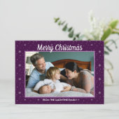 メリーモダンクリスマスの雪の結晶のカスタム写真 シーズンカード (スタンド正面)