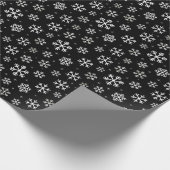メリーモダンクリスマスの雪片パターンブラック ラッピングペーパー (角)