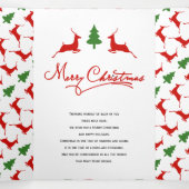 メリーモダンクリスマスの鹿と木の写真 三つ折りクリスマスカード (内部中)