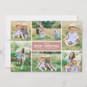 メリーモダンクリスマスほこりっぽいピンクの写真コラージュ シーズンカード (正面)