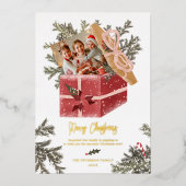 メリーモダンクリスマスイラストレーションおもしろい2枚 箔シーズンカード (正面)