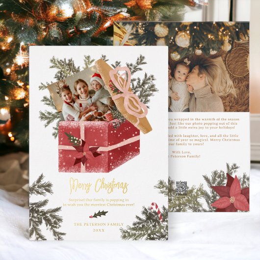 メリーモダンクリスマスイラストレーションおもしろい2枚 箔シーズンカード