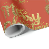 メリーモダンクリスマスエレガント金ゴールドスクリプト休日 ラッピングペーパー (ロールコーナー)