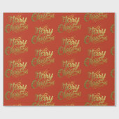 メリーモダンクリスマスエレガント金ゴールドスクリプト休日 ラッピングペーパー (フラット)