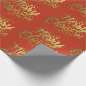 メリーモダンクリスマスエレガント金ゴールドスクリプト休日 ラッピングペーパー (角)