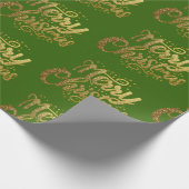 メリーモダンクリスマスエレガント金ゴールドスクリプト休日 ラッピングペーパー (角)