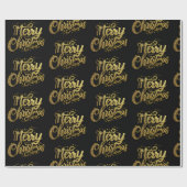 メリーモダンクリスマスエレガント金ゴールドスクリプト休日 ラッピングペーパー (フラット)