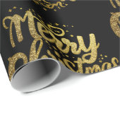 メリーモダンクリスマスエレガント金ゴールドスクリプト休日 ラッピングペーパー (ロールコーナー)