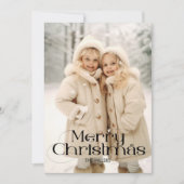 メリーモダンクリスマスエレガント1フォトタイポグラフィ シーズンカード (正面)