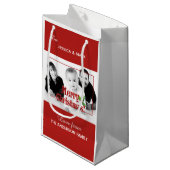 メリーモダンクリスマスカスタム写真赤 スモールペーパーバッグ (正面アングル)