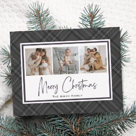 メリーモダンクリスマスクラシックグレープレイドホリデー シーズンカード