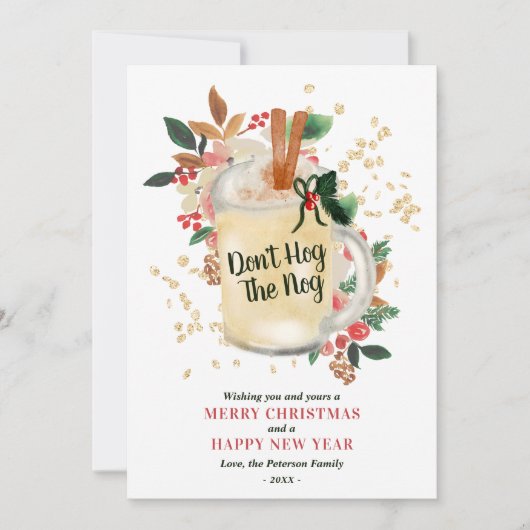 メリーモダンクリスマスグリッターおもしろい卵引用文 シーズンカード (正面)