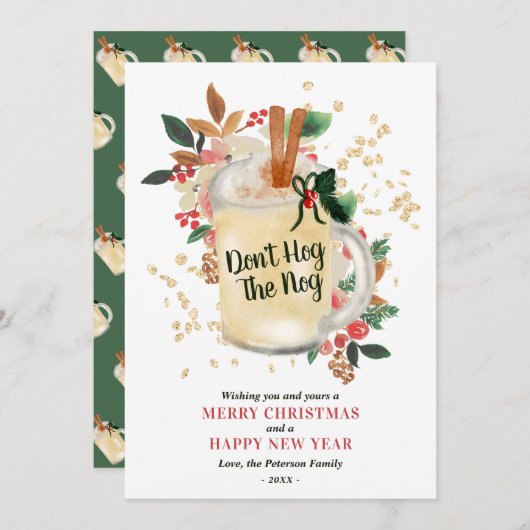 メリーモダンクリスマスグリッターおもしろい卵引用文 シーズンカード (正面/裏面)