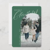 メリーモダンクリスマスグリーンアーチフレームフォトホール シーズンカード (正面)