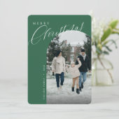 メリーモダンクリスマスグリーンアーチフレームフォトホール シーズンカード (スタンド正面)