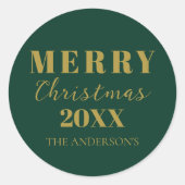 メリーモダンクリスマスグリーンホリデーパッケージ ラウンドシール (正面)
