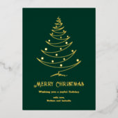 メリーモダンクリスマスグリーン金ゴールド 箔シーズンカード (正面)