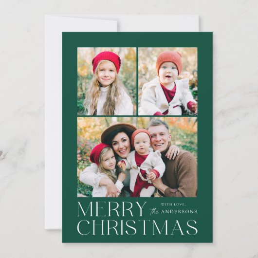 メリーモダンクリスマスグリーン7フォトコラージュ シーズンカード (正面)