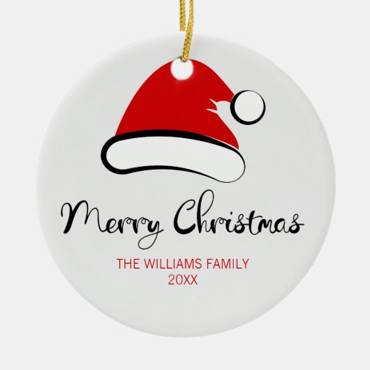 メリーモダンクリスマスサンタハットセラミックオーナメント セラミックオーナメント (正面)