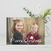 メリーモダンクリスマスサンタハットフォトカード シーズンカード (スタンド正面)