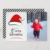 メリーモダンクリスマスサンタハットフォトカード シーズンカード (正面/裏面)