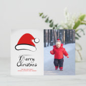 メリーモダンクリスマスサンタハットフォトカード シーズンカード (スタンド正面)