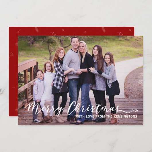 メリーモダンクリスマスシンプルスクリプトタイポグラフィ シーズンカード (正面/裏面)