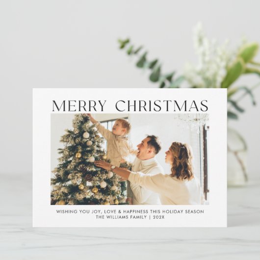 メリーモダンクリスマスシンプル4枚の写真家族 シーズンカード (スタンド正面)