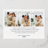 メリーモダンクリスマスシンプル4枚の写真家族 箔シーズンカード (裏面)