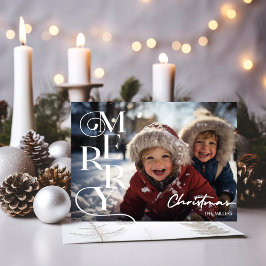 メリーモダンクリスマススクリプトタイポグラフィ1写真 シーズンカード