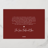 メリーモダンクリスマススクリプトタイポグラフィ1写真 箔シーズンカード (裏面)