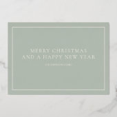メリーモダンクリスマスソフトグリーンOneフォト金ゴールド 箔シーズンカード (裏面)