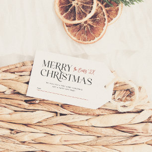 メリーモダンクリスマスタイポグラフィカスタムファミリー ギフトタグ