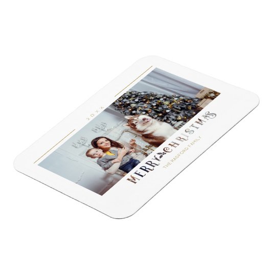 メリーモダンクリスマスタイポグラフィカスタム写真 マグネット (左側)