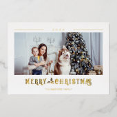 メリーモダンクリスマスタイポグラフィカスタム写真 箔シーズンカード (正面)