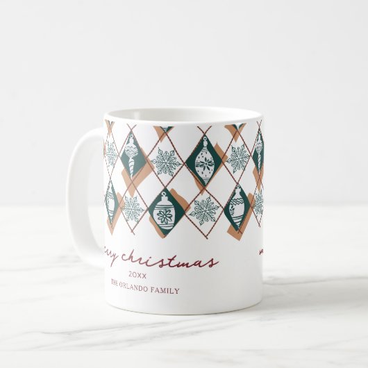 メリーモダンクリスマスタイポグラフィレッドグリーン コーヒーマグカップ (正面左)
